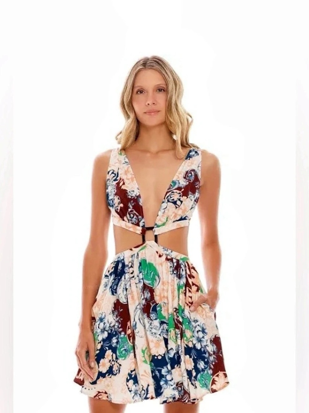 Agua Bendita Floral Cutout Mini Dress Size Small